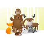  Fototapeta dla dzieci zwierzęta miś, lisek, jeżyk dwk061