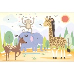 Fototapeta dla dzieci żyrafa, słoń, małpka, dzikie zwierzątka dwk211