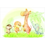 Fototapeta dla dzieci żyrafa, słoń, małpka, dzikie zwierzątka dwk221