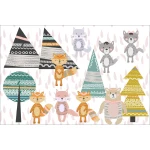  Fototapeta do pokoju dziecięcego misie, liski, las dwk078