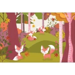  Fototapeta do pokoju dziecięcego liski, las, polana dwk081