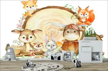   Fototapeta do pokoju dziecięcego leśne zwierzęta dwk092