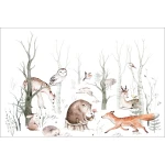  Fototapeta do pokoju dziecięcego leśne zwierzęta, las, sarna, lis, sowa, dwk095