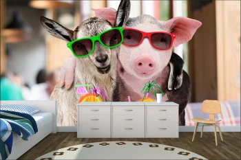  Fototapeta do pokoju dziecięcego świnka, kózka dwk148