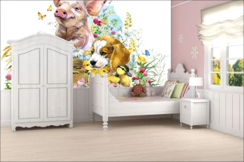  Fototapeta do pokoju dziecięcego świnka, kaczuszki, piesek dwk154