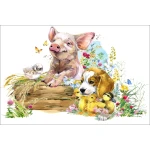  Fototapeta do pokoju dziecięcego świnka, kaczuszki, piesek dwk154