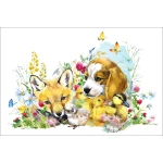  Fototapeta do pokoju dziecięcego lisek, kaczuszki, piesek dwk156