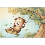  Fototapeta do pokoju dziecięcego miś na huśtawce, wesoły miś dwk159