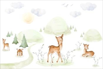  Fototapeta do pokoju dziecięcego leśne zwierzęta, las, sarenki dwk180