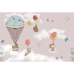  Fototapeta do pokoju dziecięcego balon, baloniki, zwierzęta dwk235