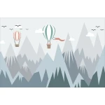  Fototapeta do pokoju dziecięcego balony, baloniki, ptaki, góry dwk240