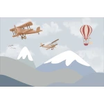  Fototapeta do pokoju dziecięcego góry, samolot, balony dwk241