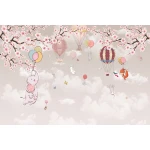  Fototapeta do pokoju dziecięcego kolorowe balony, baloniki, słonik, kwiat wiśni dwk244