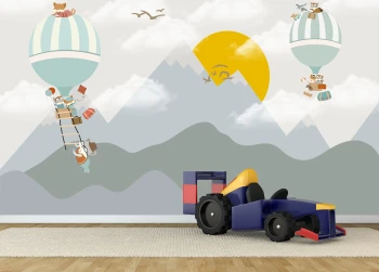  Fototapeta do pokoju dziecięcego słońce, góry, balony dwk249