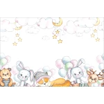  Fototapeta do pokoju dziecięcego zajączki, śpiące zajączki, gwiazdki, balony dwk351