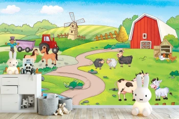  Fototapeta do pokoju dziecięcego farma, traktor dwk353