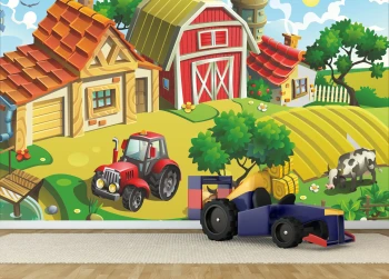  Fototapeta do pokoju dziecięcego wieś, farma, maszyny rolnicze dwk355