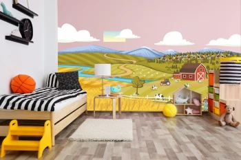  Fototapeta do pokoju dziecięcego pola, łąki, wieś, farma dwk356