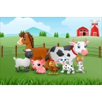  Fototapeta do pokoju dziecięcego farma, konik, krówka, świnka, piesek, kurka dwk359