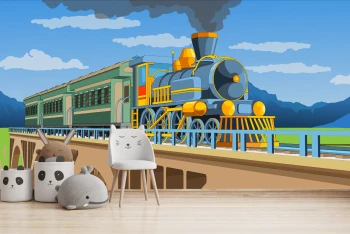  Fototapeta do pokoju dziecięcego pociąg, most dwk360