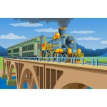  Fototapeta do pokoju dziecięcego pociąg, most dwk360