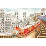  Fototapeta do pokoju dziecięcego pociąg, tory, stacja, miasto dwk362