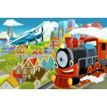  Fototapeta do pokoju dziecięcego lokomotywa, bajka, samolot dwk363