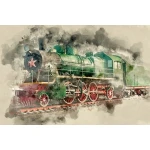  Fototapeta do pokoju dziecięcego pociąg, akwarela dwk366