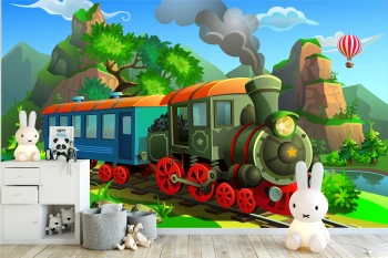  Fototapeta do pokoju dziecięcego kolorowy pociąg dwk369