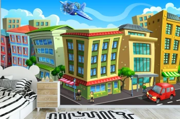  Fototapeta do pokoju dziecięcego miasto dwk372