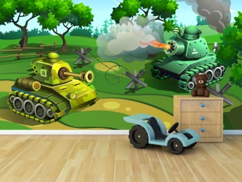  Fototapeta do pokoju dziecięcego czołgi, polana dwk375