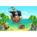  Fototapeta do pokoju dziecięcego statek piracki, wyspa skarbów dwk378