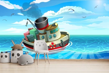  Fototapeta do pokoju dziecięcego kuter rybacki, morze dwk379