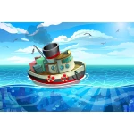  Fototapeta do pokoju dziecięcego kuter rybacki, morze dwk379