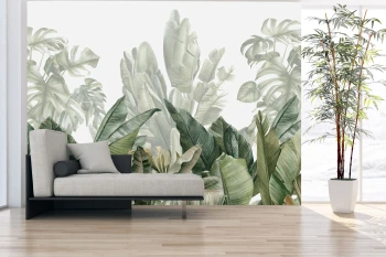  Fototapeta tropikalne rośliny w stylu fresków, liście palm 5465