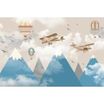  Fototapeta dla dzieci góry balony, samoloty dwk002