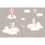  Fototapeta dla dzieci króliczki na chmurkach dwk026