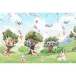  Fototapeta dla dzieci sarenki, króliczki, baloniki dwk003