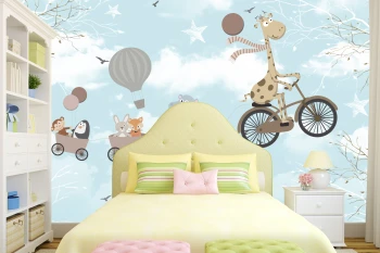  Fototapeta dla dzieci żyrafa i przyjaciele dwk006