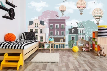  Fototapeta dla dzieci miasto, domy dwk012