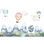  Fototapeta dla dzieci góry, balony, akwarela dwk023