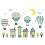  Fototapeta dla dzieci balony nad domami dwk025