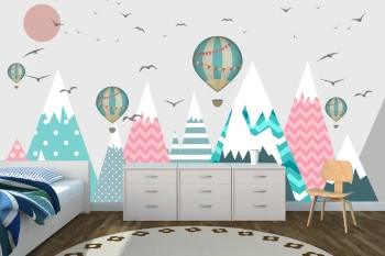  Fototapeta dla dzieci balony, góry dwk014