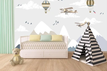  Fototapeta dla dzieci samoloty nad górami dwk017
