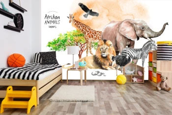  Fototapeta dla dzieci Afrykańskie zwierzęta na sawannie dwk043