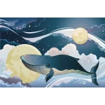  Fototapeta dla dzieci na wymiar wieloryb, ocean, fale dwk108