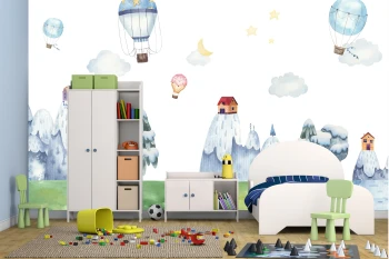   Fototapeta dla dzieci góry, balony, akwarela dwk021