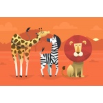 Fototapeta dla dzieci safari, lew, żyrafa, zebra, dwk028