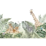   Fototapeta dla dzieci safari, lew, żyrafa,  zebra, dwk035