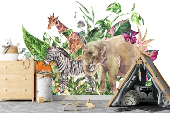  Fototapeta dla dzieci zwierzęta z safari,  dwk037